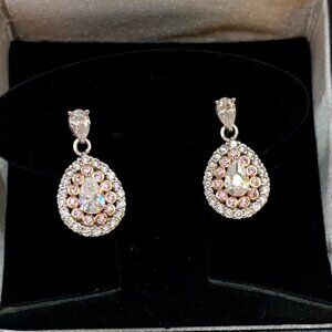 Chrystina Rose Gold Plated Sterling Silver Crystal Sparkle Teardrop Earrings